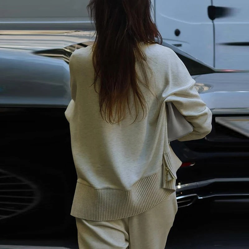 Jessy Strick | Kombiset aus Pullover und Hose in Strickoptik