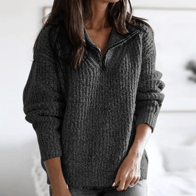 Ramona – damen-strickpullover mit halbem reibverschluss
