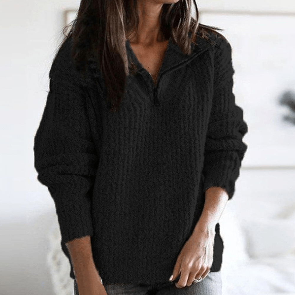 Ramona – damen-strickpullover mit halbem reibverschluss
