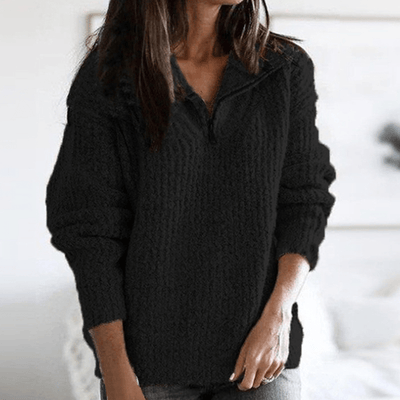 Ramona – damen-strickpullover mit halbem reibverschluss