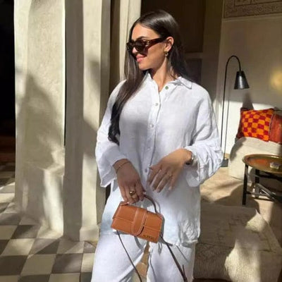 Olivia: Damen Weites Bein Hosen Set - 2-Teiliges Outfit