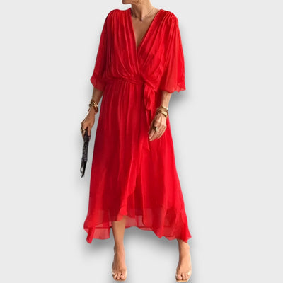 Zahara – Luftiges Kleid mit V-Ausschnitt und Stickerei