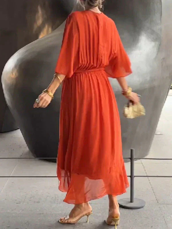 Monica - Elegantes Chiffon-Kleid mit V-Ausschnitt für einen anspruchsvollen Look