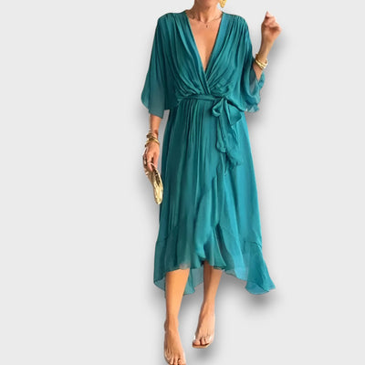 Zahara – Luftiges Kleid mit V-Ausschnitt und Stickerei