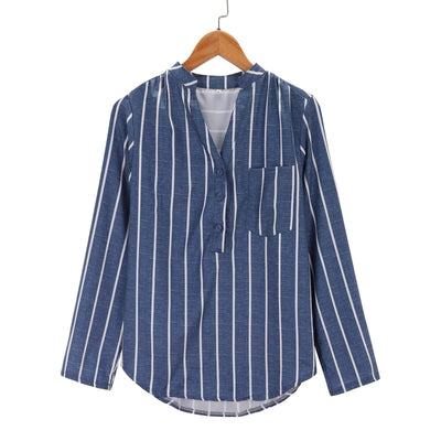 RYZZA - Gestreifte Langarm-Lose Bluse 2024