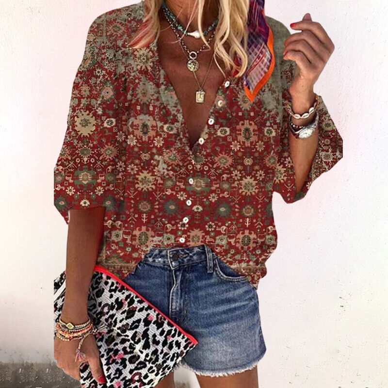 Felicia - vintage print hemd