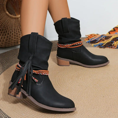 SANDY - Piratenstiefel mit plissierter Quaste