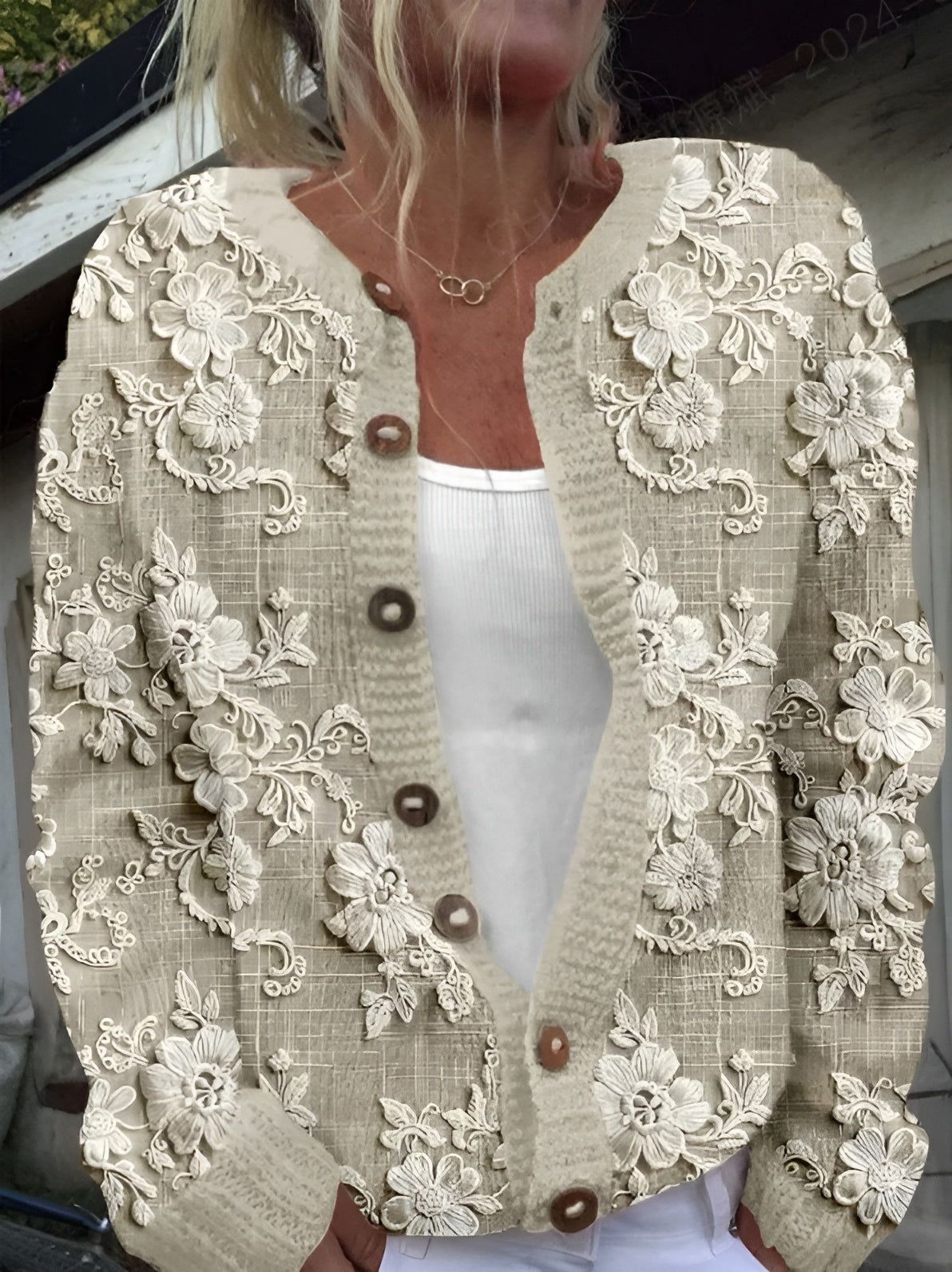 Meike | Elegante Damenweste mit zartem Blumendruck