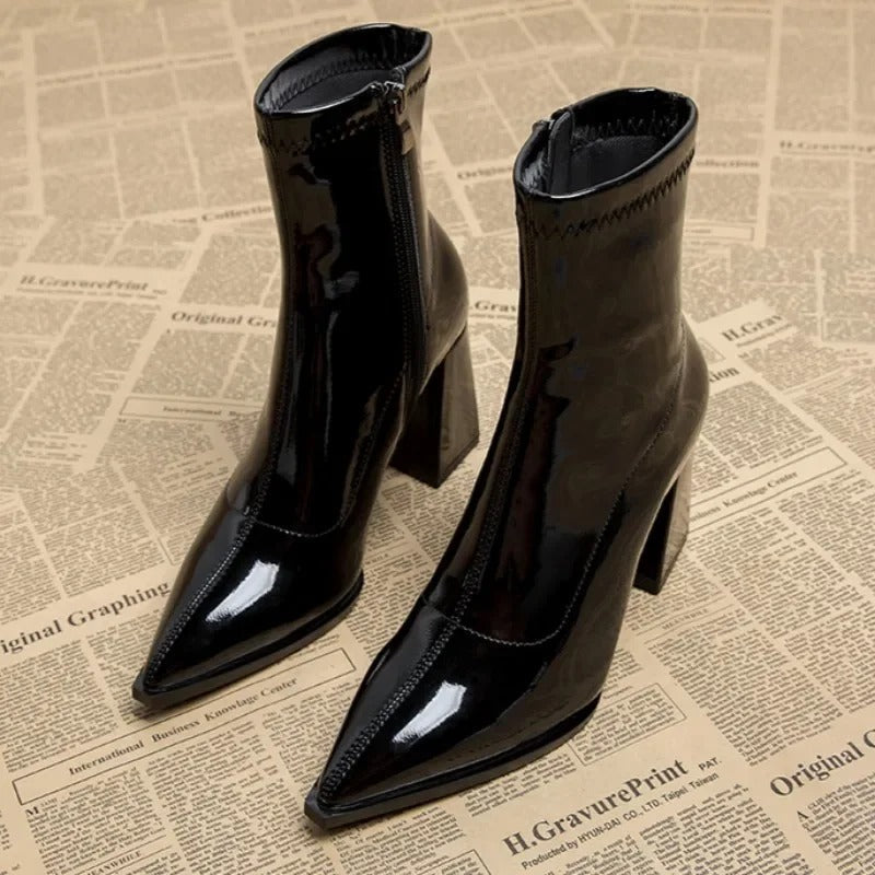 Amelia - Winter Plus Samtstiefel mit spitzer Zehe