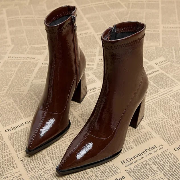 Amelia - Winter Plus Samtstiefel mit spitzer Zehe