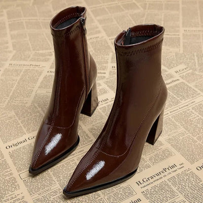 Amelia - Winter Plus Samtstiefel mit spitzer Zehe