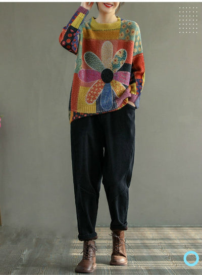 XIENNA - Vintage Diamantblumenpullover 2024