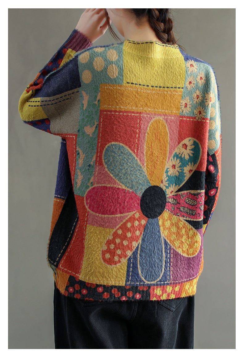 XIENNA - Vintage Diamantblumenpullover 2024