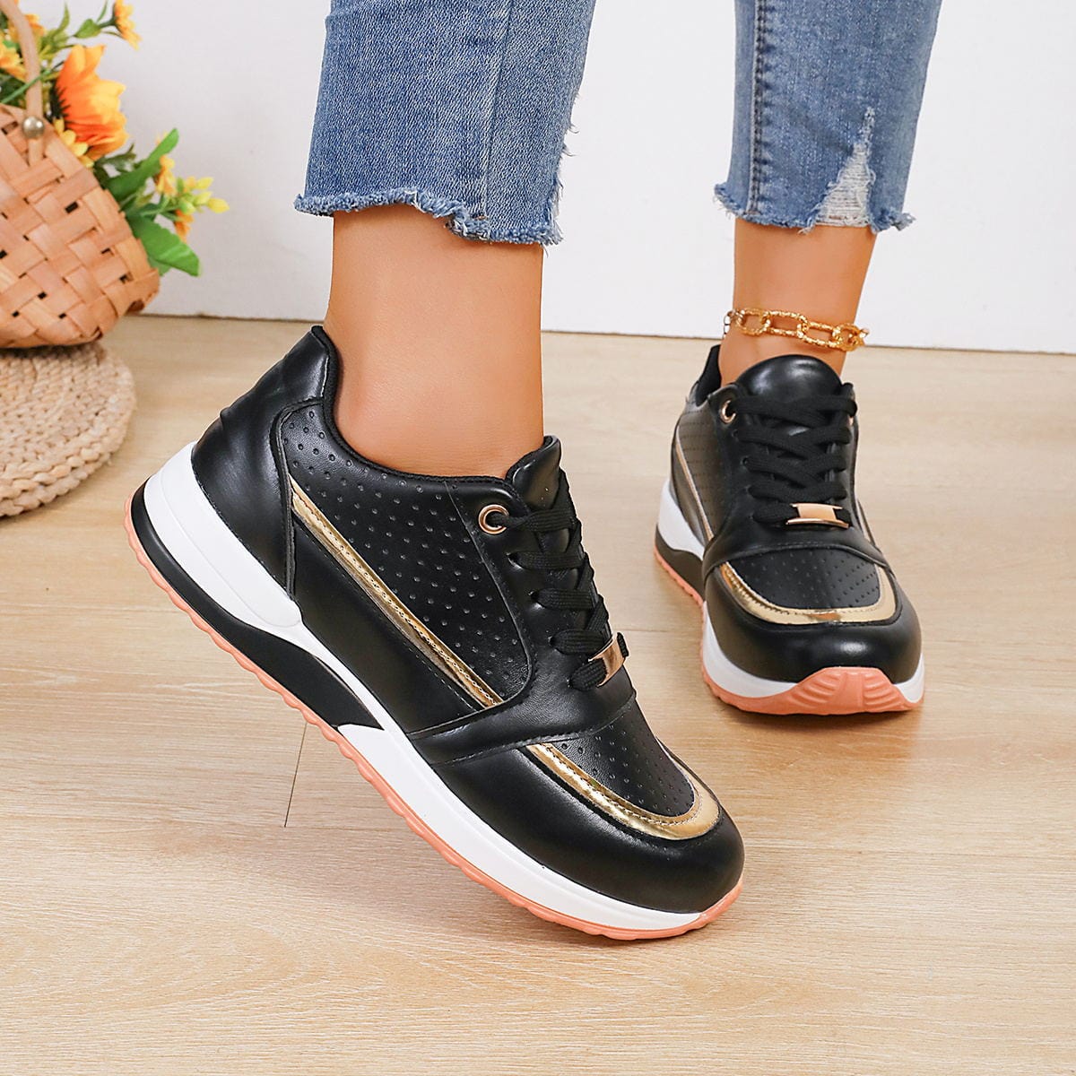 XYLA - Runde Zehen Freizeit Schnürsport Schuhe 2024