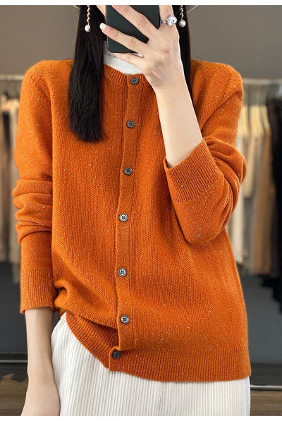 YANNIE - Glänzender Seide-Woll-Cardigan