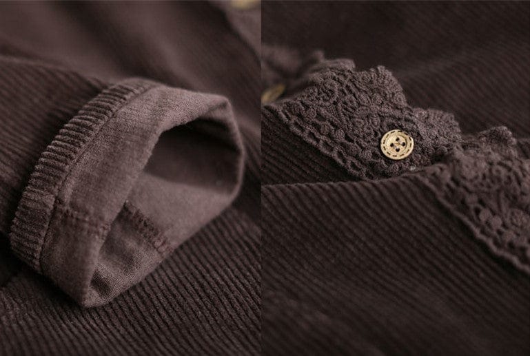 ZYRA - Cordjacke mit Spitzenstich