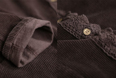 ZYRA - Cordjacke mit Spitzenstich