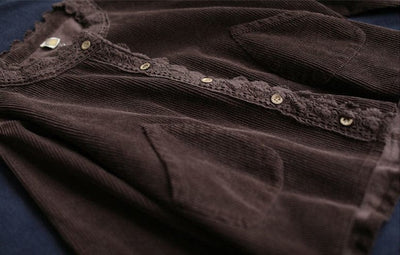 ZYRA - Cordjacke mit Spitzenstich