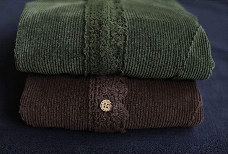 ZYRA - Cordjacke mit Spitzenstich