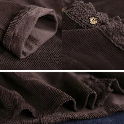 ZYRA - Cordjacke mit Spitzenstich