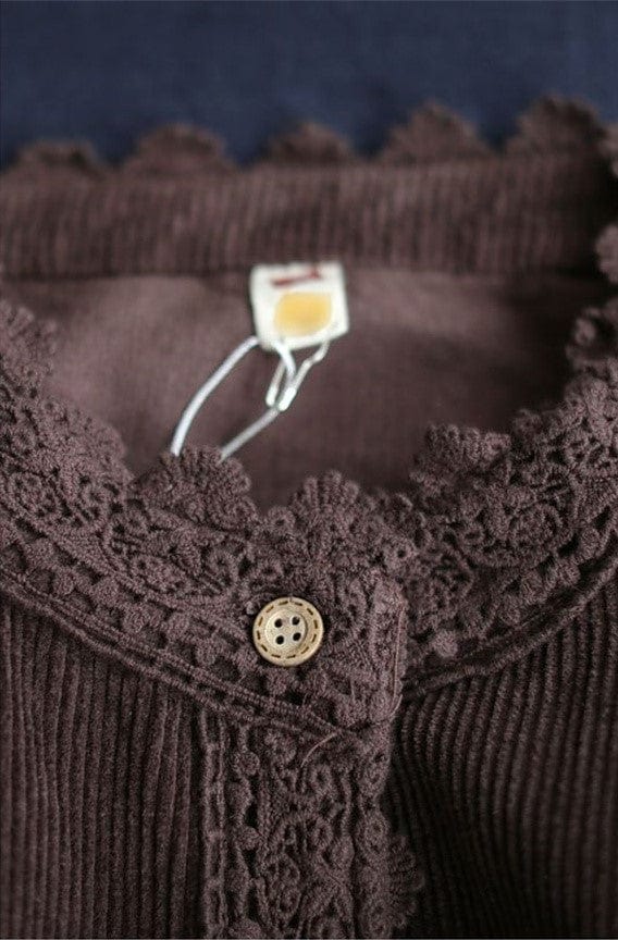 ZYRA - Cordjacke mit Spitzenstich